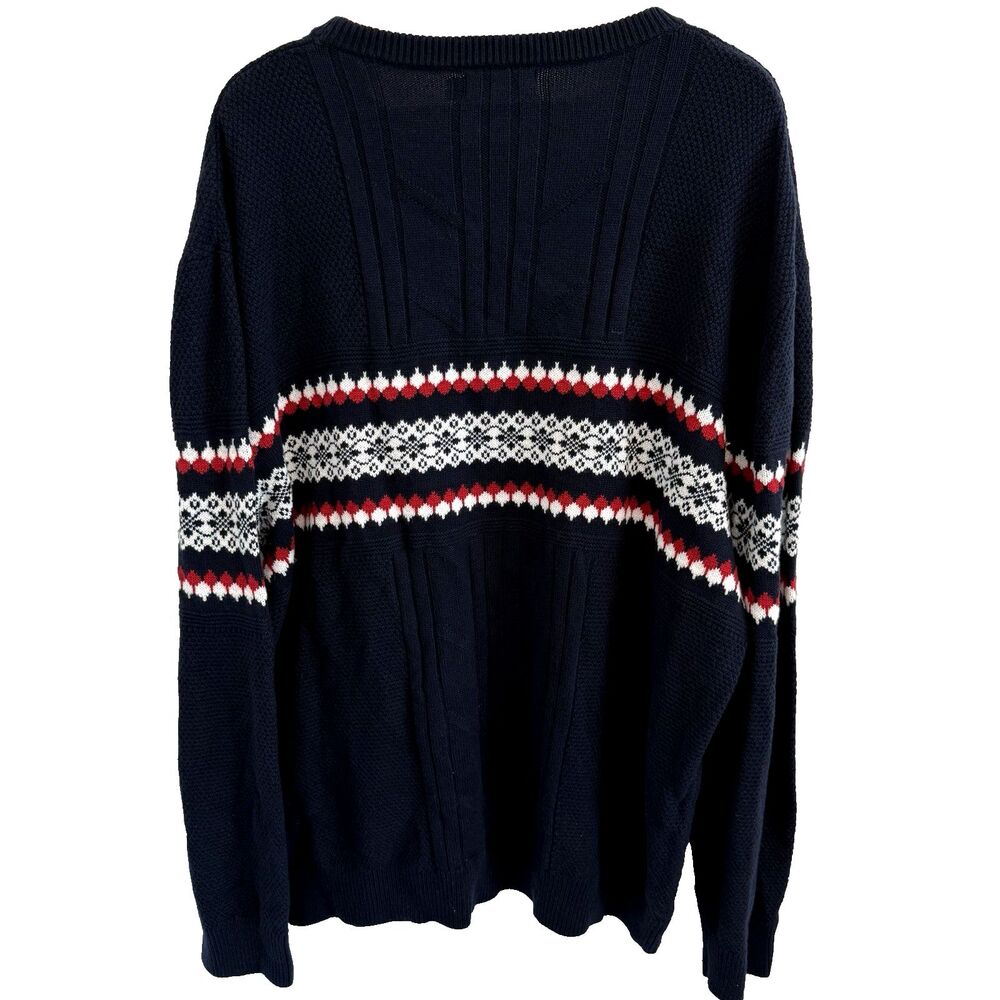 Vtg Nautica Mens XXL Knit Sweater Blue Red Fair Isle Nordic Preppy Y2K 90s Ski - Picture 3 of 11